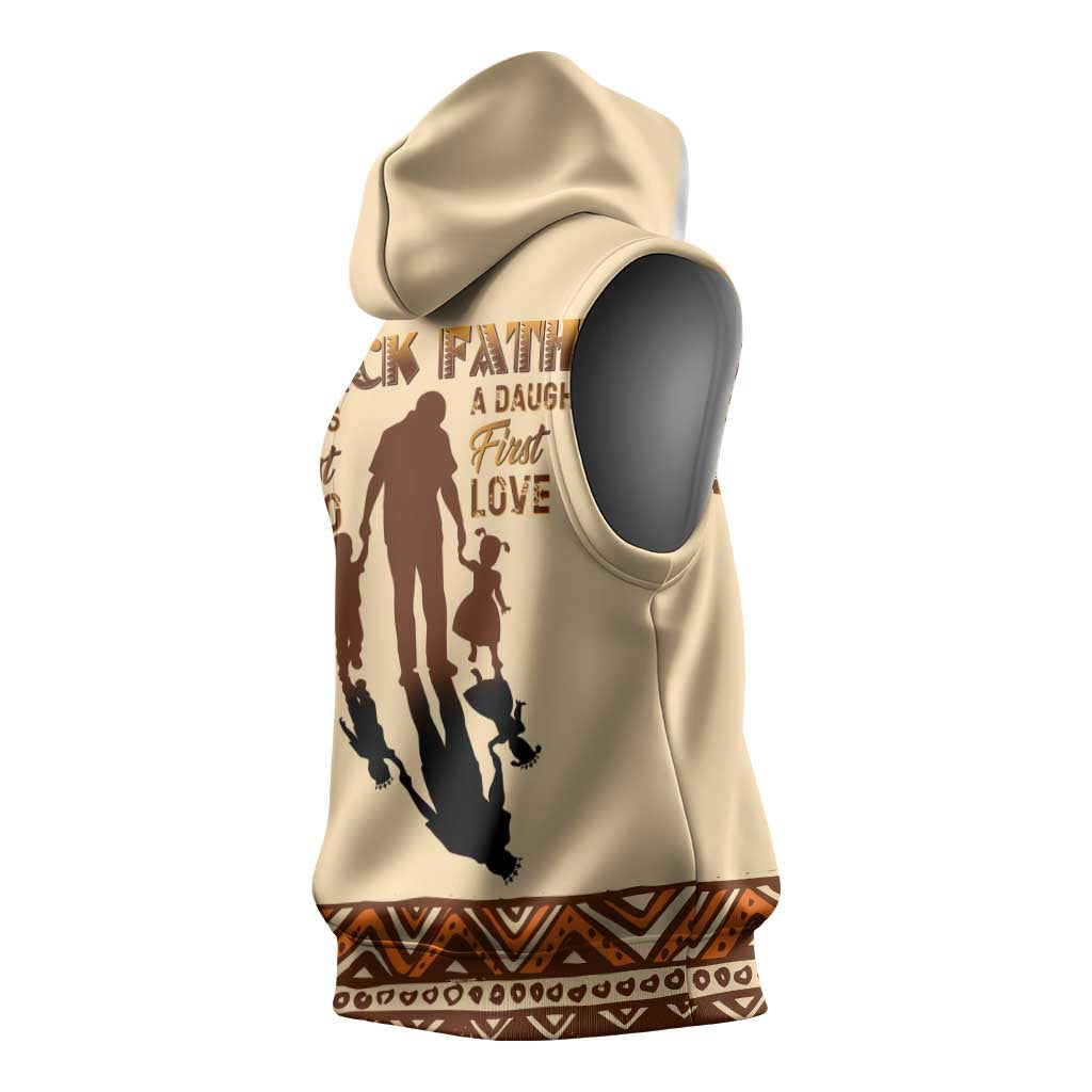 Black Father Sleeveless Hoodie African Father with Son and Daughter - African Pride