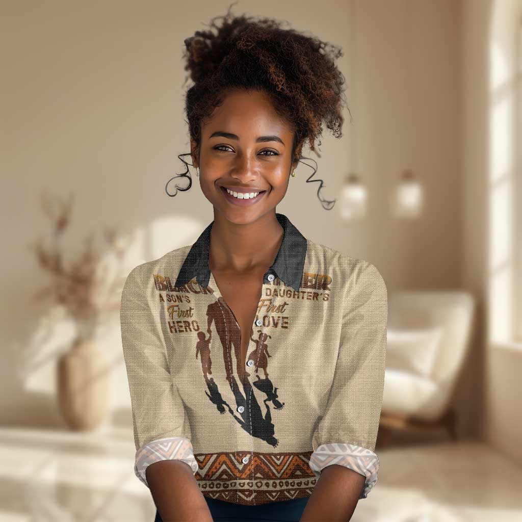 Black Father Women Casual Shirt African Father with Son and Daughter DT02