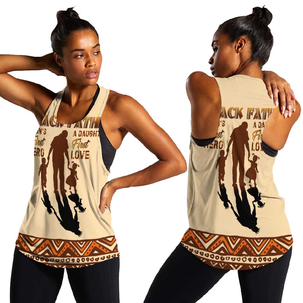 Black Father Women Racerback Tank African Father with Son and Daughter