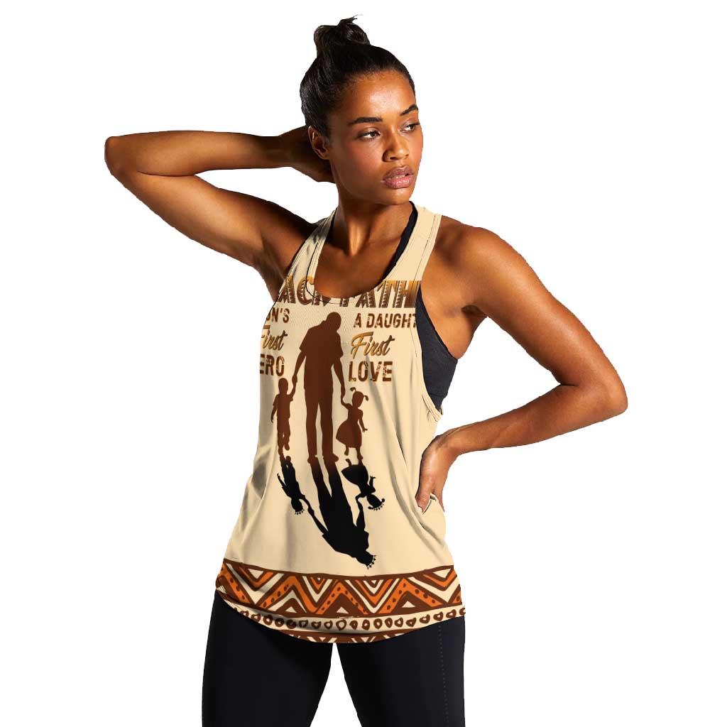 Black Father Women Racerback Tank African Father with Son and Daughter