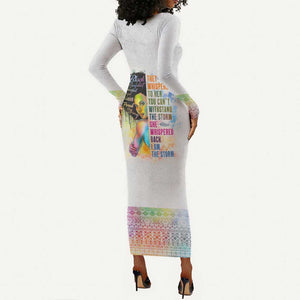 Black Girl I Am The Storm Long Sleeve Bodycon Dress African American Women DT02