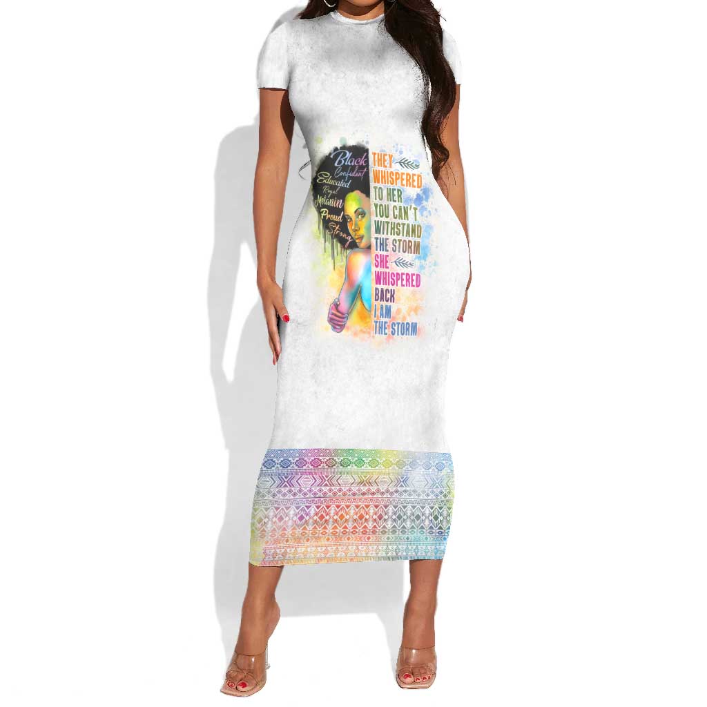 Black Girl I Am The Storm Short Sleeve Bodycon Dress African American Women DT02