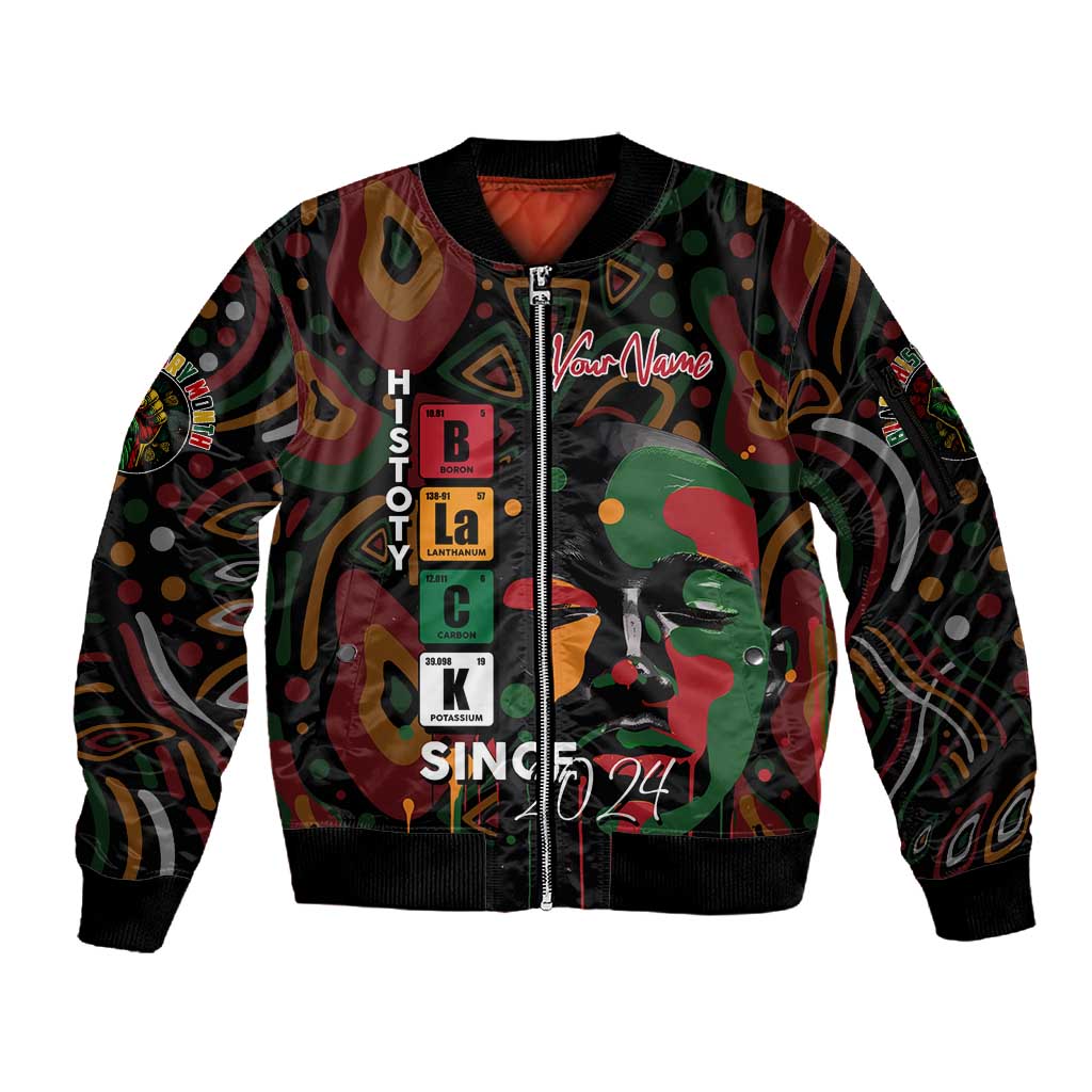 Personalized Black History Month Sleeve Zip Bomber Jacket Since 2024 Chemistry Style
