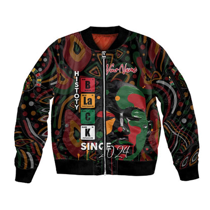 Personalized Black History Month Sleeve Zip Bomber Jacket Since 2024 Chemistry Style