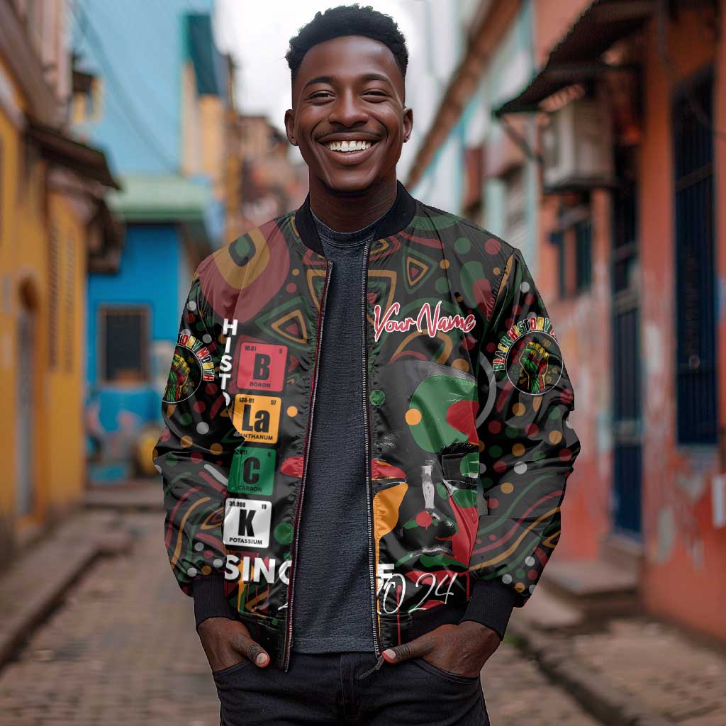 Personalized Black History Month Sleeve Zip Bomber Jacket Since 2024 Chemistry Style