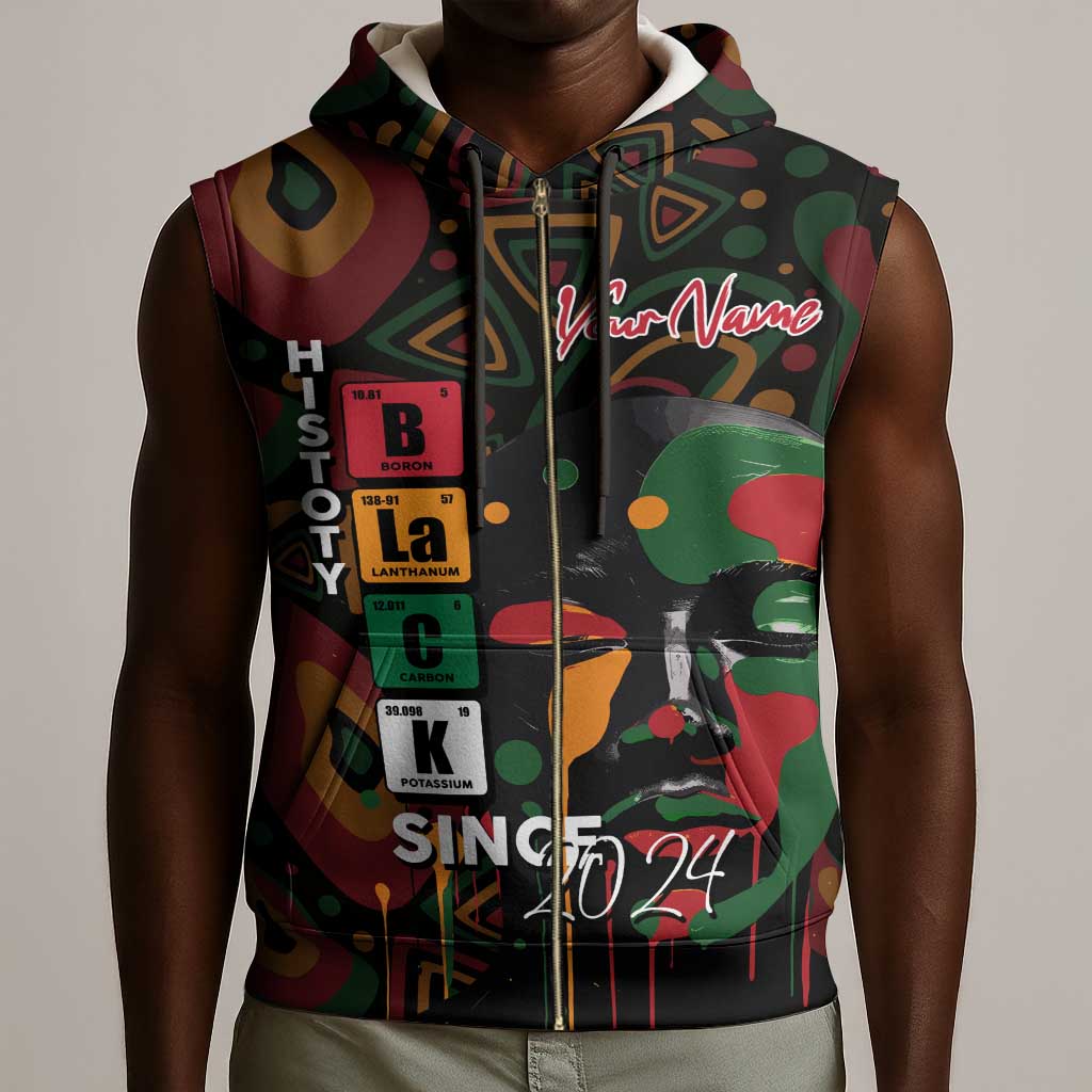 Personalized Black History Month Sleeveless Zip Hoodie Since 2024 Chemistry Style - African Pride