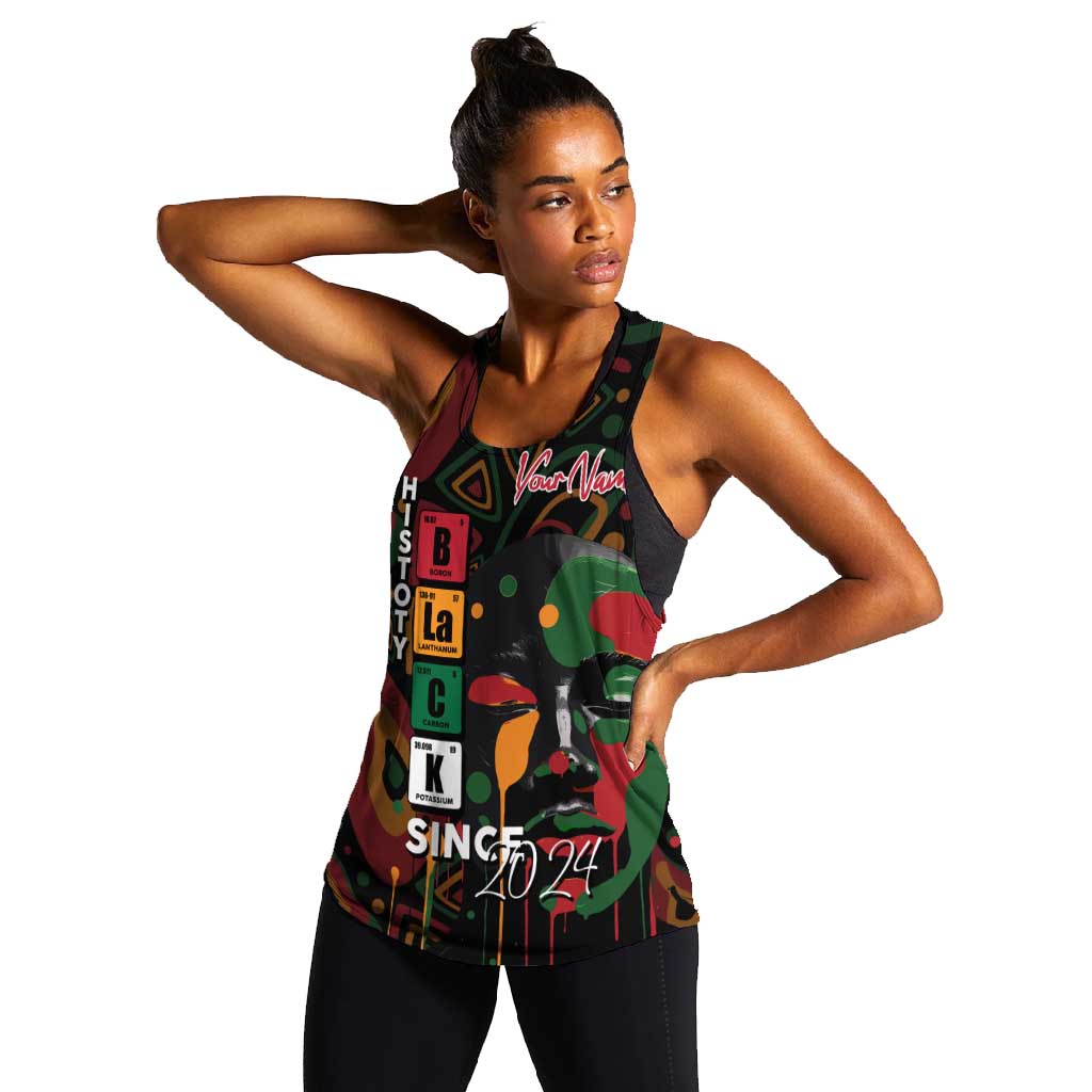 Personalized Black History Month Women Racerback Tank Since 2024 Chemistry Style