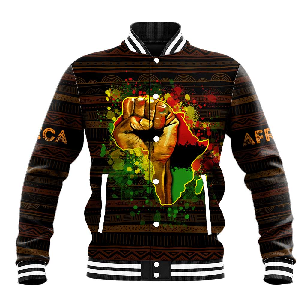 Black Power Baseball Jacket Africa Map DT02