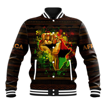 Black Power Baseball Jacket Africa Map DT02
