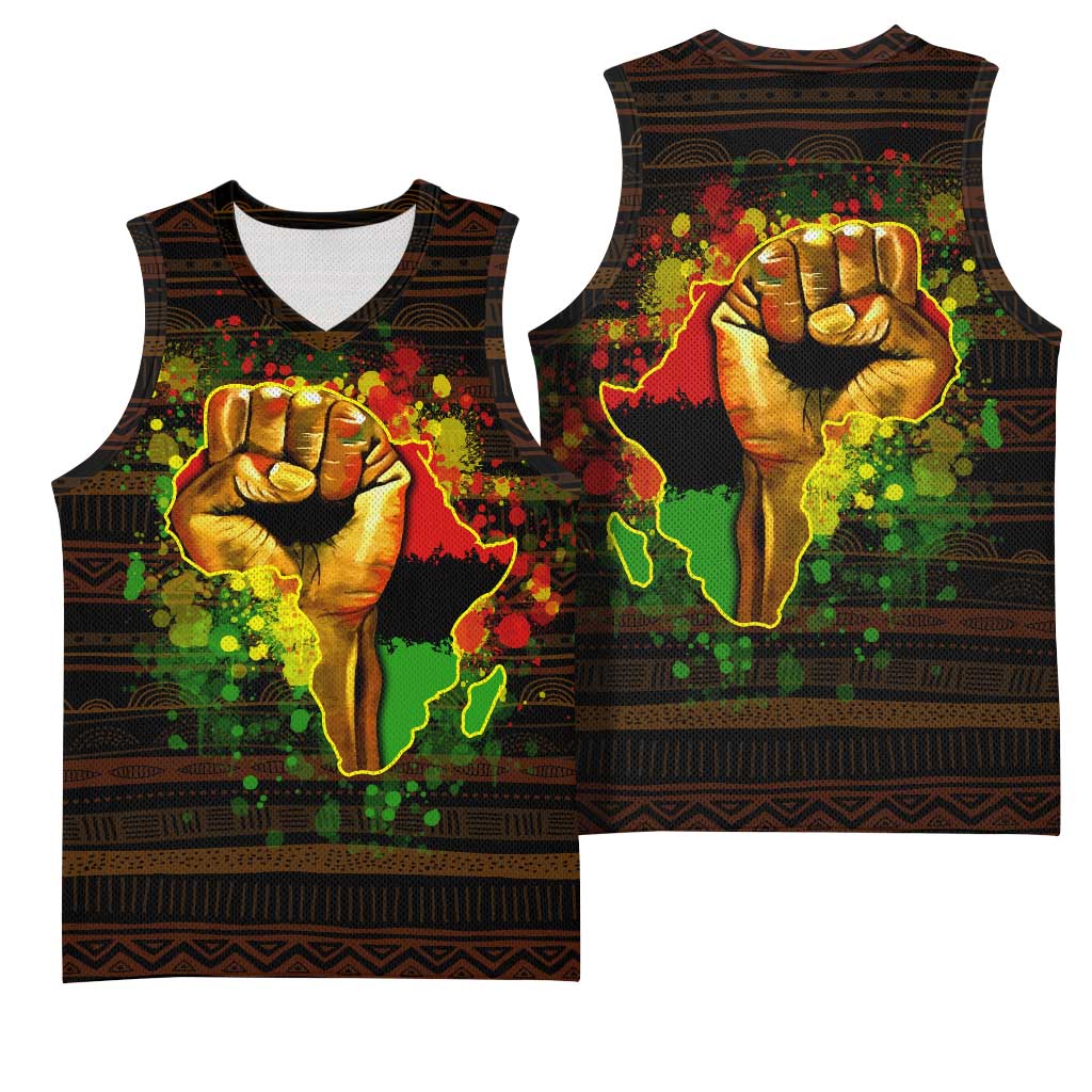 Black Power Basketball Jersey Africa Map - African Pride