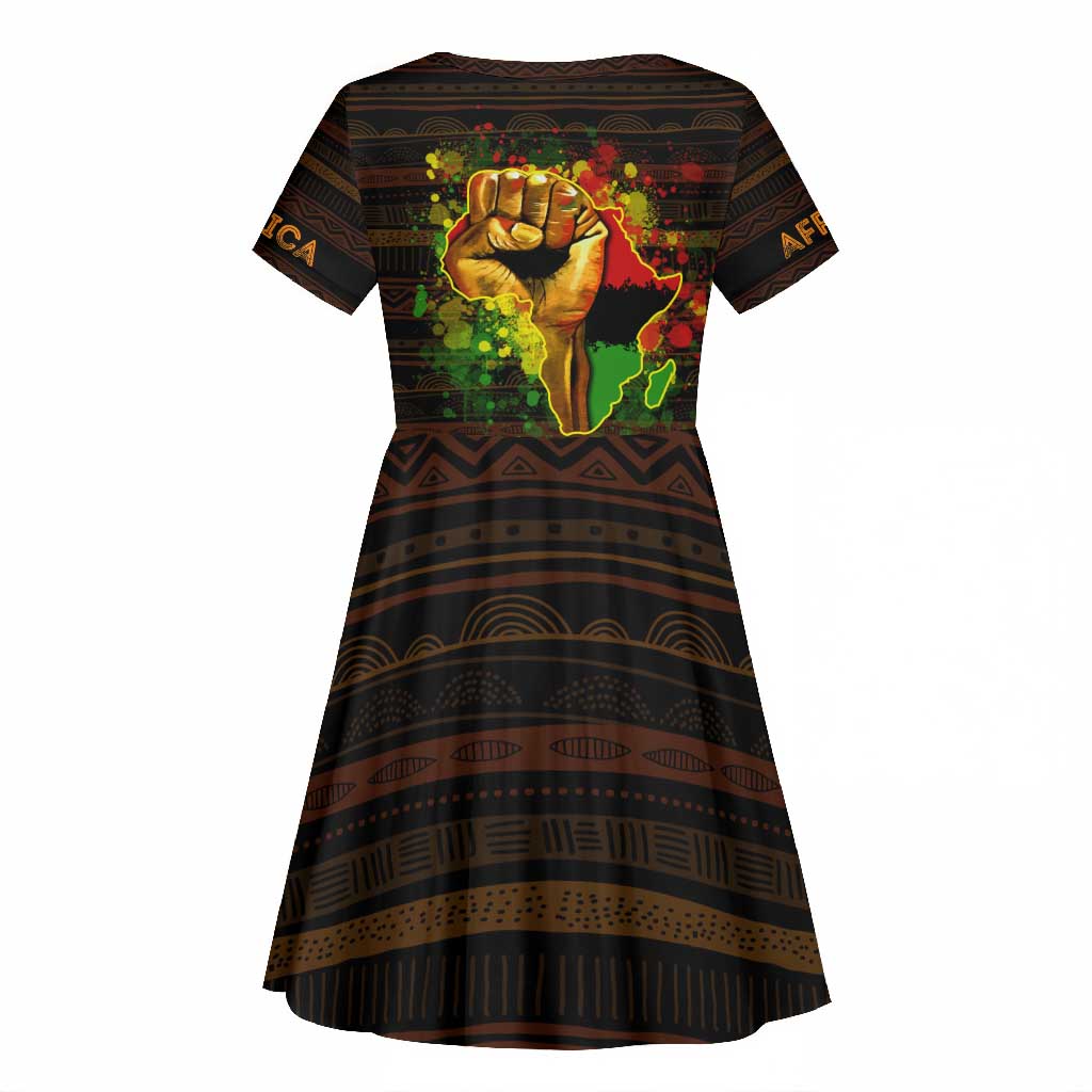 Black Power Kid Short Sleeve Dress Africa Map