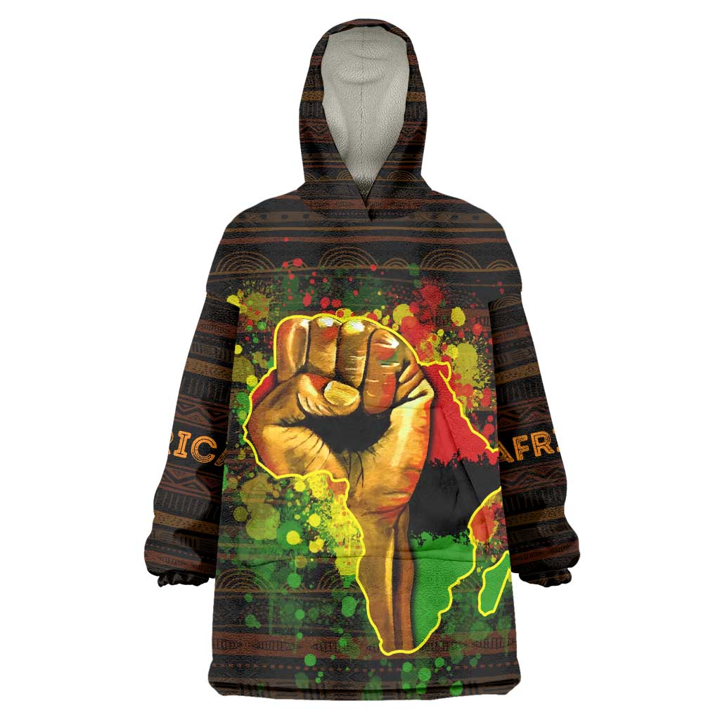 Black Power KId Wearable Blanket Hoodie Africa Map