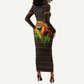 Black Power Long Sleeve Bodycon Dress Africa Map DT02