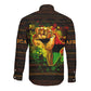Black Power Long Sleeve Button Shirt Africa Map