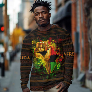 Black Power Long Sleeve Shirt Africa Map DT02