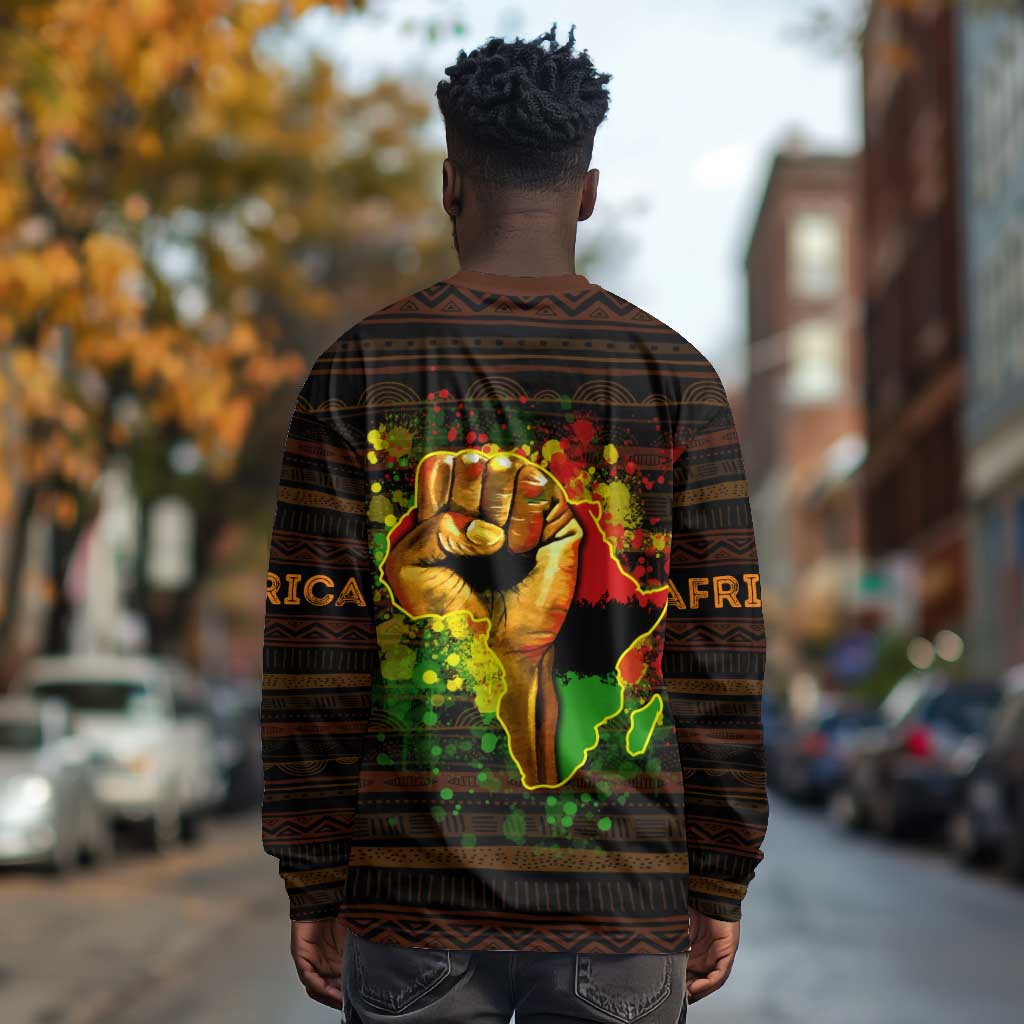 Black Power Long Sleeve Shirt Africa Map DT02