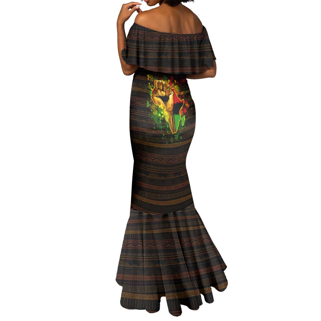Black Power Mermaid Dress Africa Map