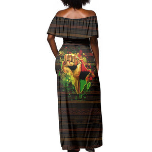 Black Power Off Shoulder Maxi Dress Africa Map