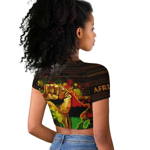 Black Power Raglan Cropped T shirt Africa Map