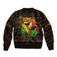 Black Power Sleeve Zip Bomber Jacket Africa Map