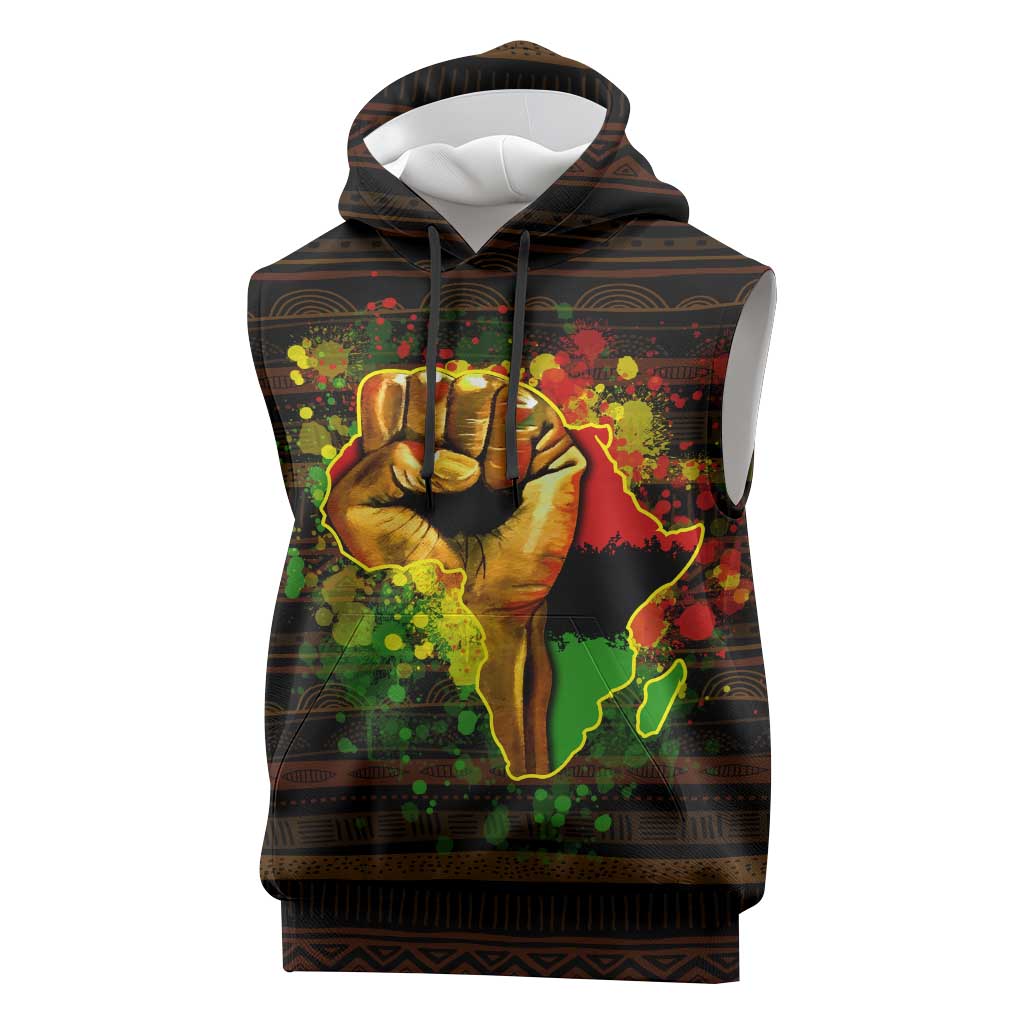 Black Power Sleeveless Hoodie Africa Map - African Pride
