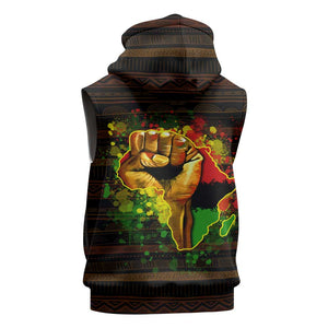 Black Power Sleeveless Zip Hoodie Africa Map - African Pride