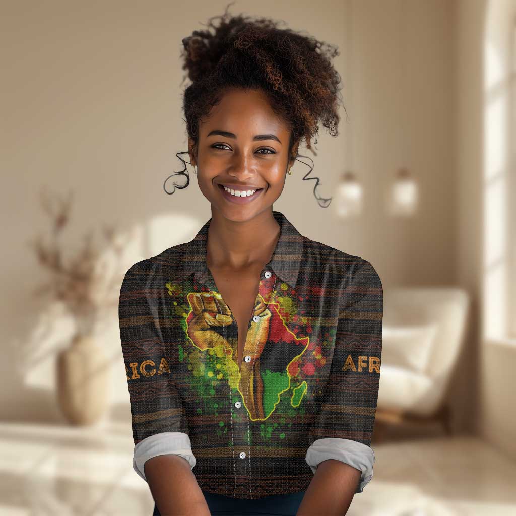 Black Power Women Casual Shirt Africa Map DT02