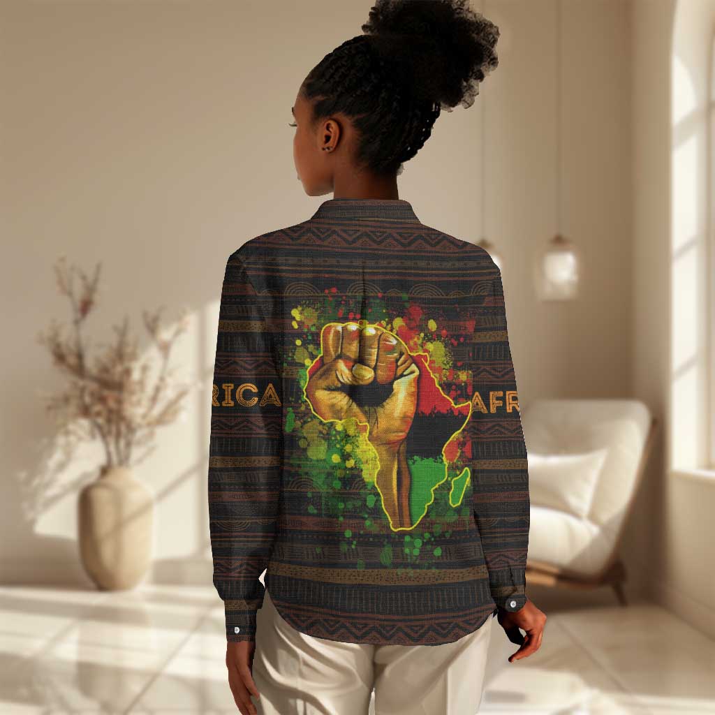 Black Power Women Casual Shirt Africa Map DT02