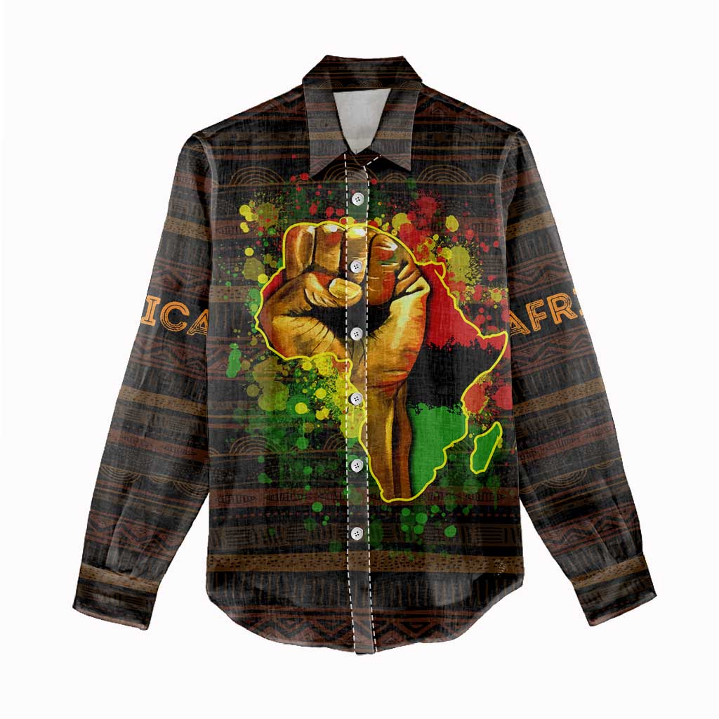 Black Power Women Casual Shirt Africa Map DT02