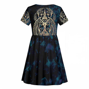 Adinkra Symbols Kid Short Sleeve Dress Tree of Life