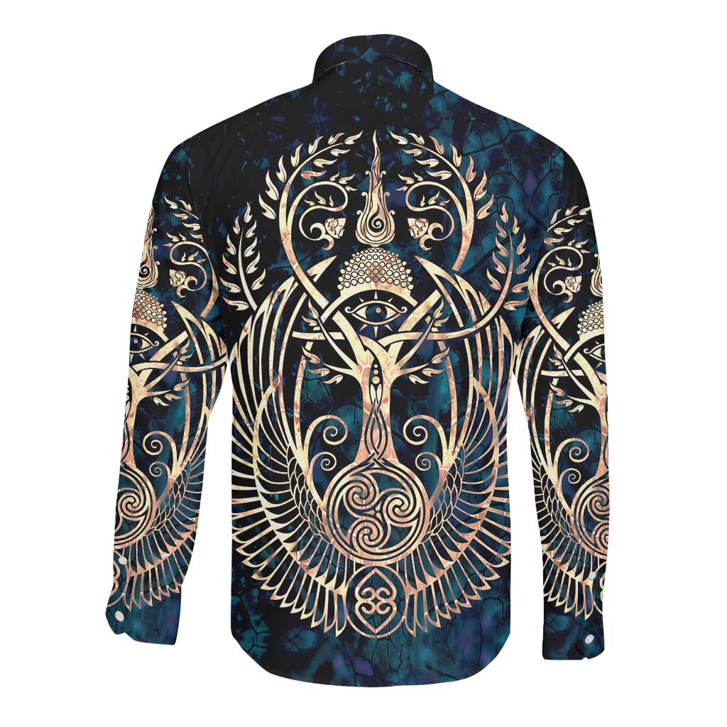 Adinkra Symbols Long Sleeve Button Shirt Tree of Life