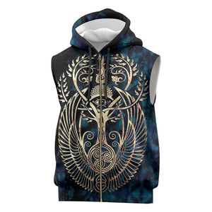 Adinkra Symbols Sleeveless Zip Hoodie Tree of Life - African Pride