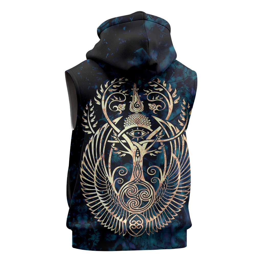 Adinkra Symbols Sleeveless Zip Hoodie Tree of Life - African Pride