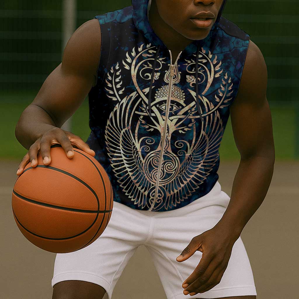 Adinkra Symbols Sleeveless Zip Hoodie Tree of Life - African Pride