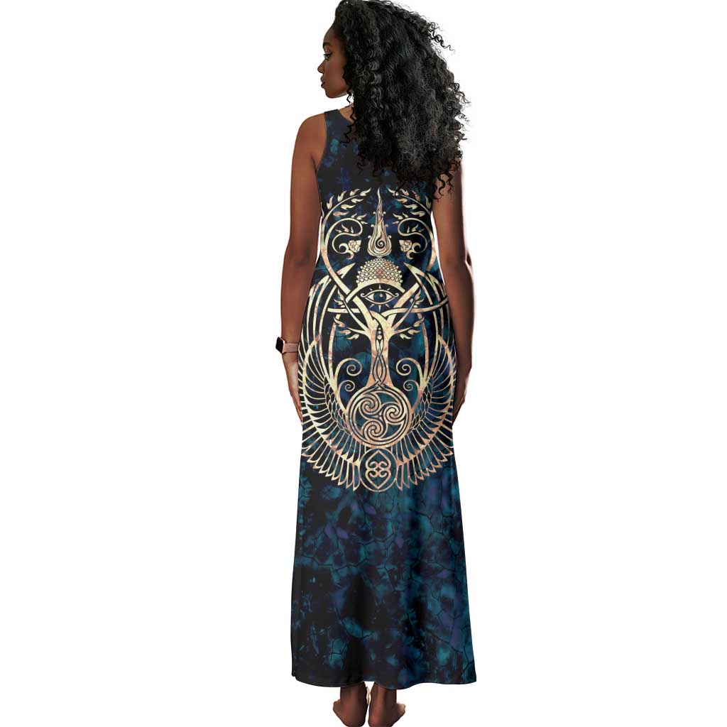 Adinkra Symbols Tank Maxi Dress Tree of Life
