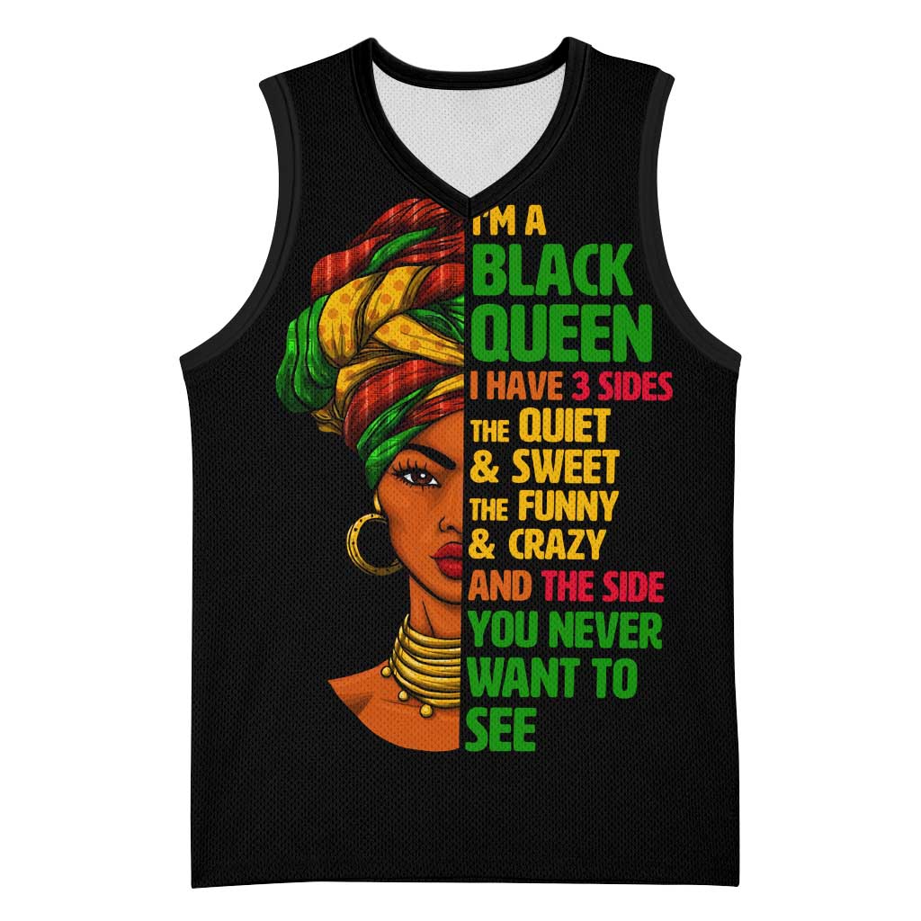 Three Sides Of Me Basketball Jersey African Women Black Queen - African Pride