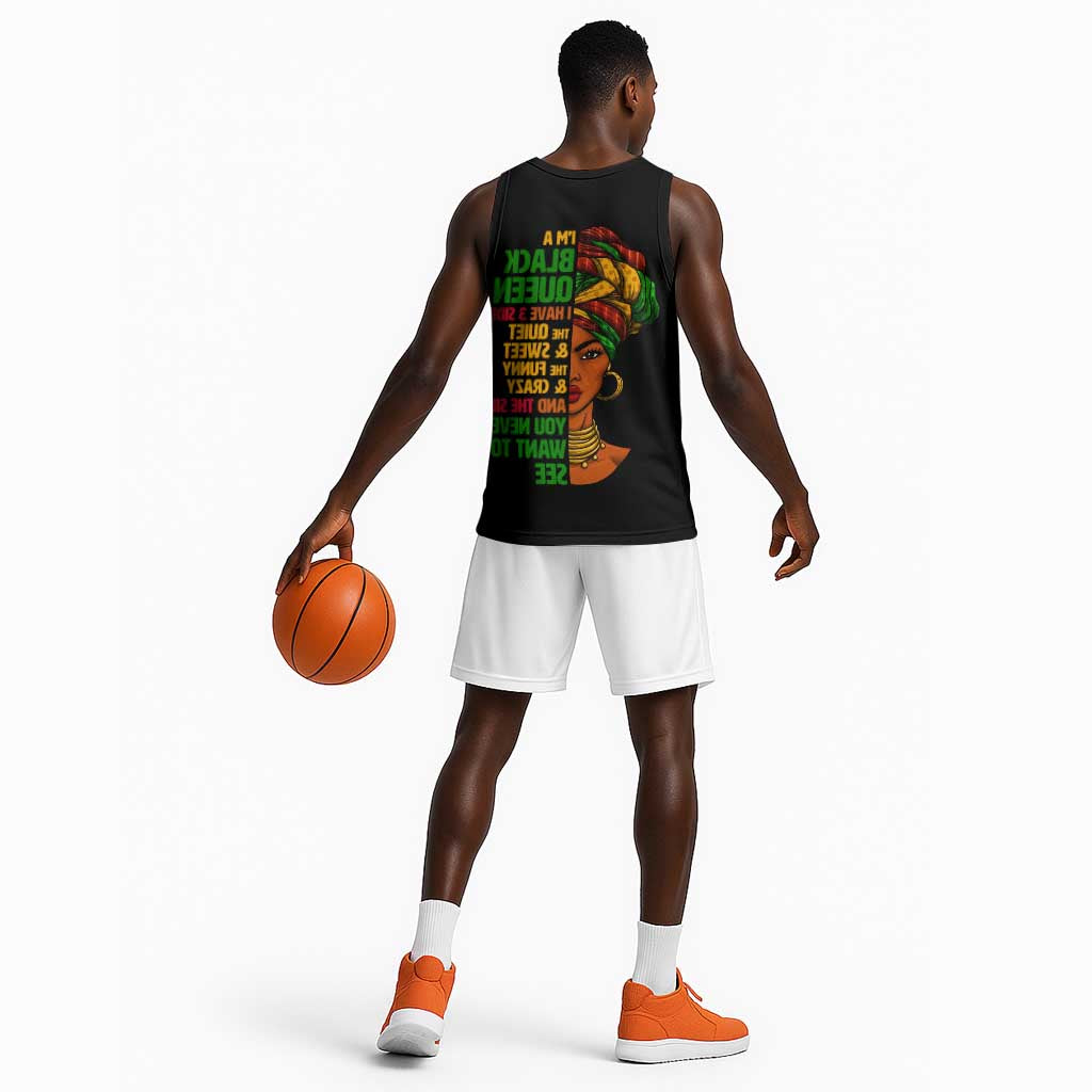 Three Sides Of Me Basketball Jersey African Women Black Queen - African Pride