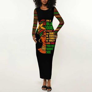 Three Sides Of Me Long Sleeve Bodycon Dress African Women Black Queen DT02