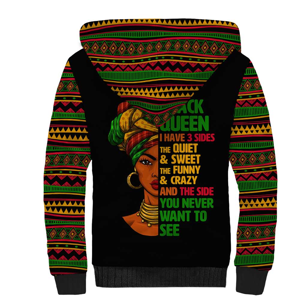 Three Sides Of Me Sherpa Hoodie African Women Black Queen
