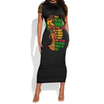 Three Sides Of Me Short Sleeve Bodycon Dress African Women Black Queen DT02