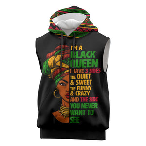Three Sides Of Me Sleeveless Hoodie African Women Black Queen - African Pride
