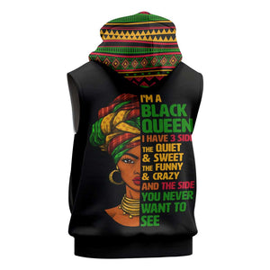 Three Sides Of Me Sleeveless Hoodie African Women Black Queen - African Pride