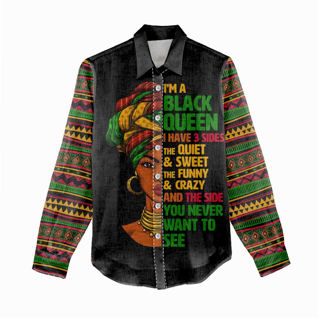 Three Sides Of Me Women Casual Shirt African Women Black Queen DT02