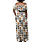 Adinkra Symbols Fashion Off Shoulder Maxi Dress