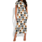 Adinkra Symbols Fashion Short Sleeve Bodycon Dress DT02