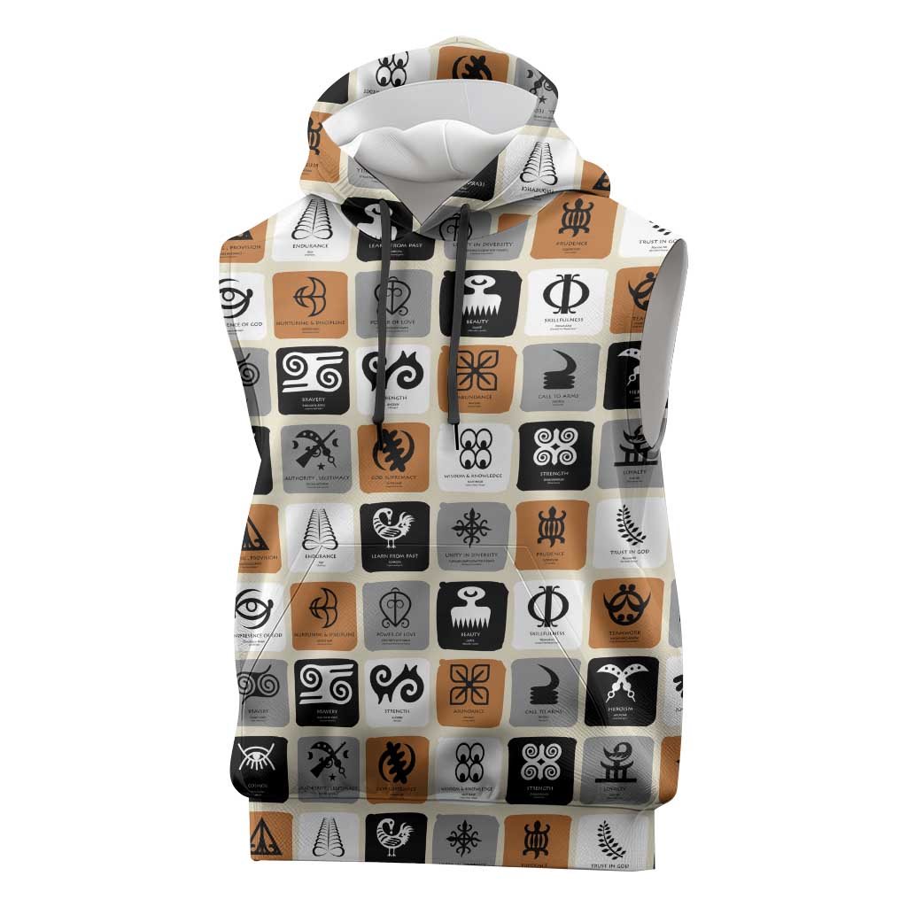 Adinkra Symbols Fashion Sleeveless Hoodie - African Pride