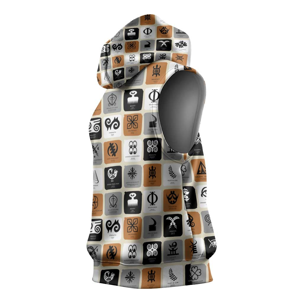 Adinkra Symbols Fashion Sleeveless Hoodie - African Pride
