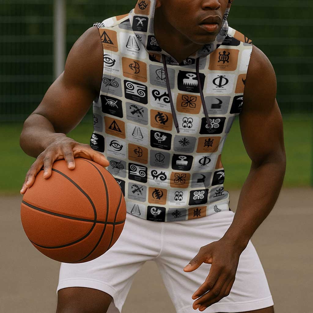 Adinkra Symbols Fashion Sleeveless Hoodie - African Pride