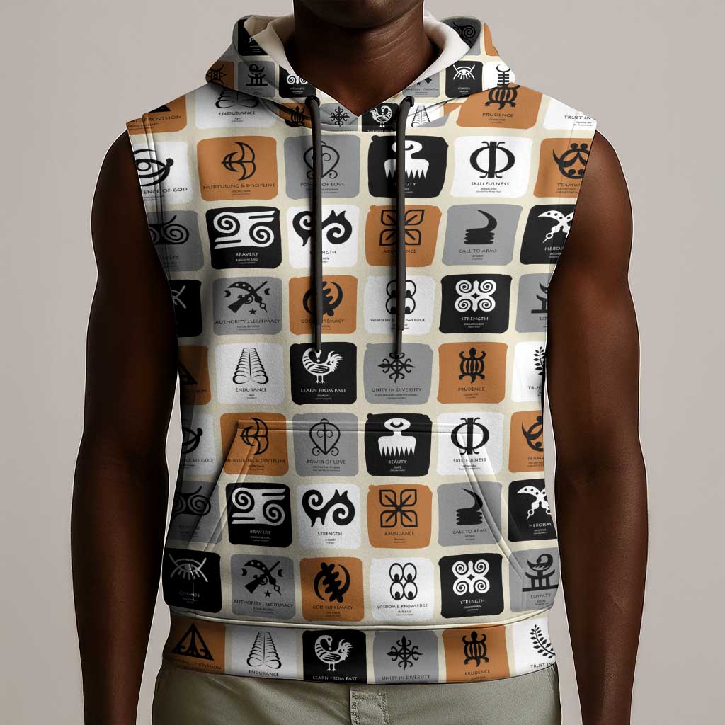 Adinkra Symbols Fashion Sleeveless Hoodie - African Pride