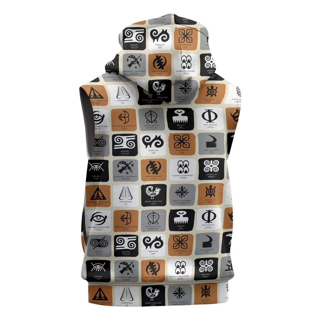 Adinkra Symbols Fashion Sleeveless Zip Hoodie - African Pride